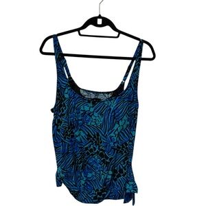 Croft & Barrow Black and Blue Patterned bathing suit top